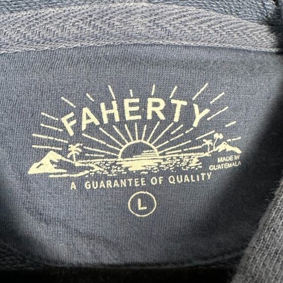 Faherty Sweatshirt Mens Large Faded Navy Charleston Full Zip Hoodie Terry Comfy - Picture 8 of 13